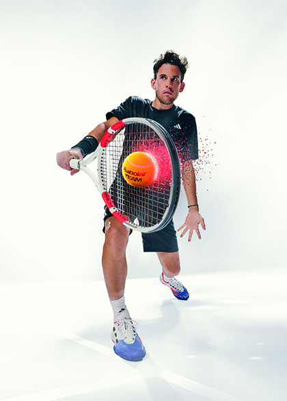 Dominic Thiem a tenisové rakety Babolat Pure Strike 2024